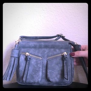 Gray suede crossbody